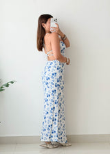 Size XS-S White Blue Floral Maxi Dress