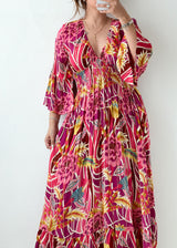 Size XS-M Pink Printed Flowy Maxi Dress