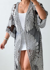 Free Size Black & White Mesh Lace Cover-Up