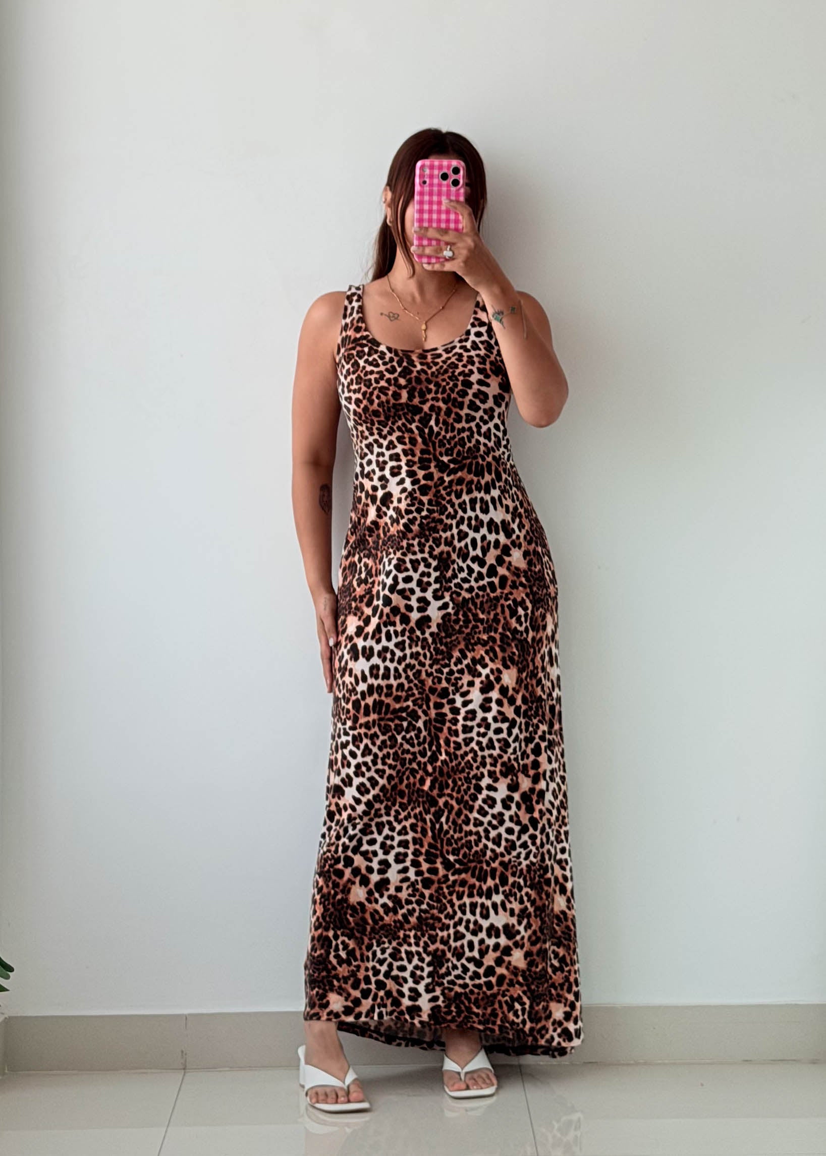 Size M-L Leopard Print Maxi Dress