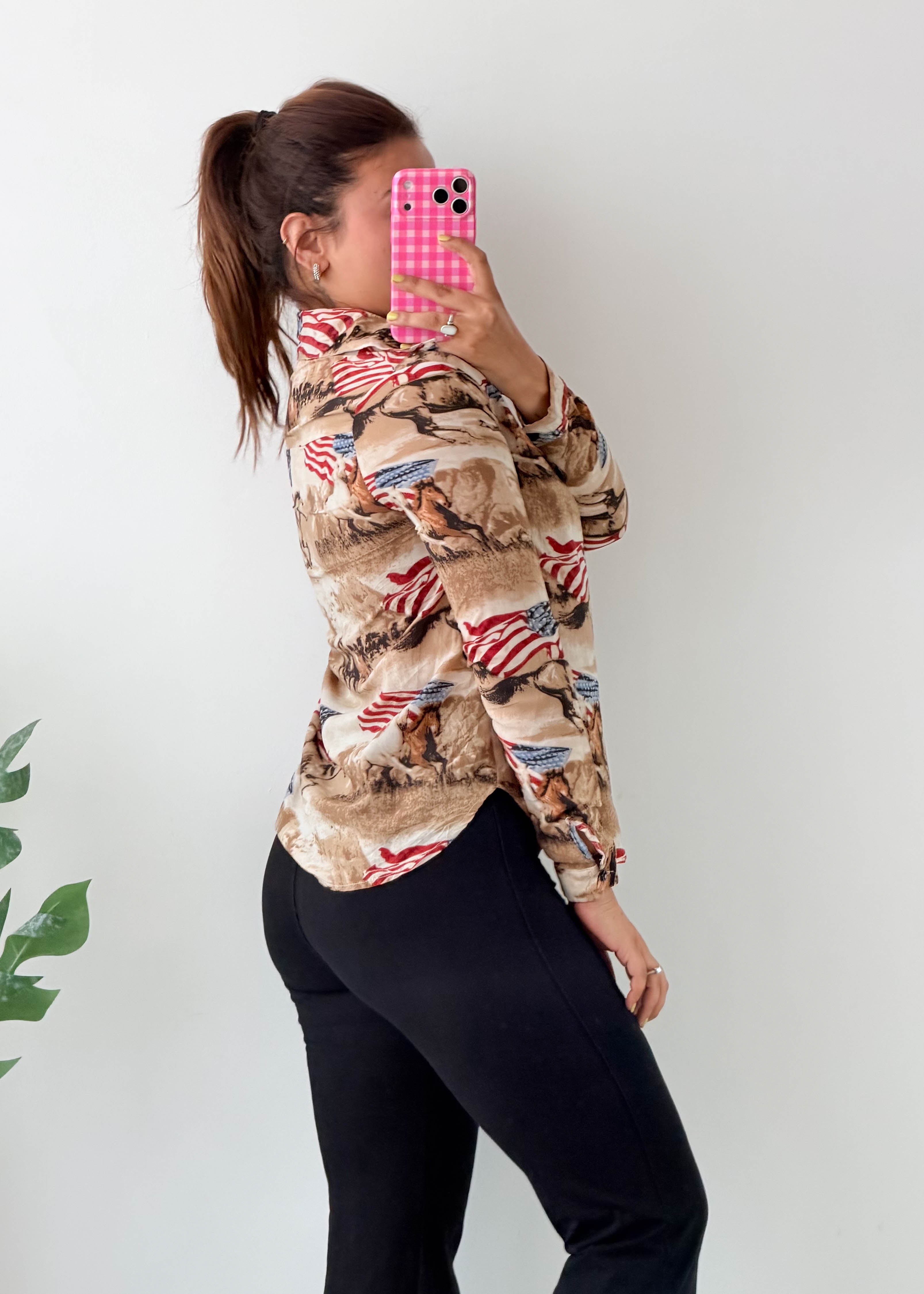Size XS Western Print Shirt