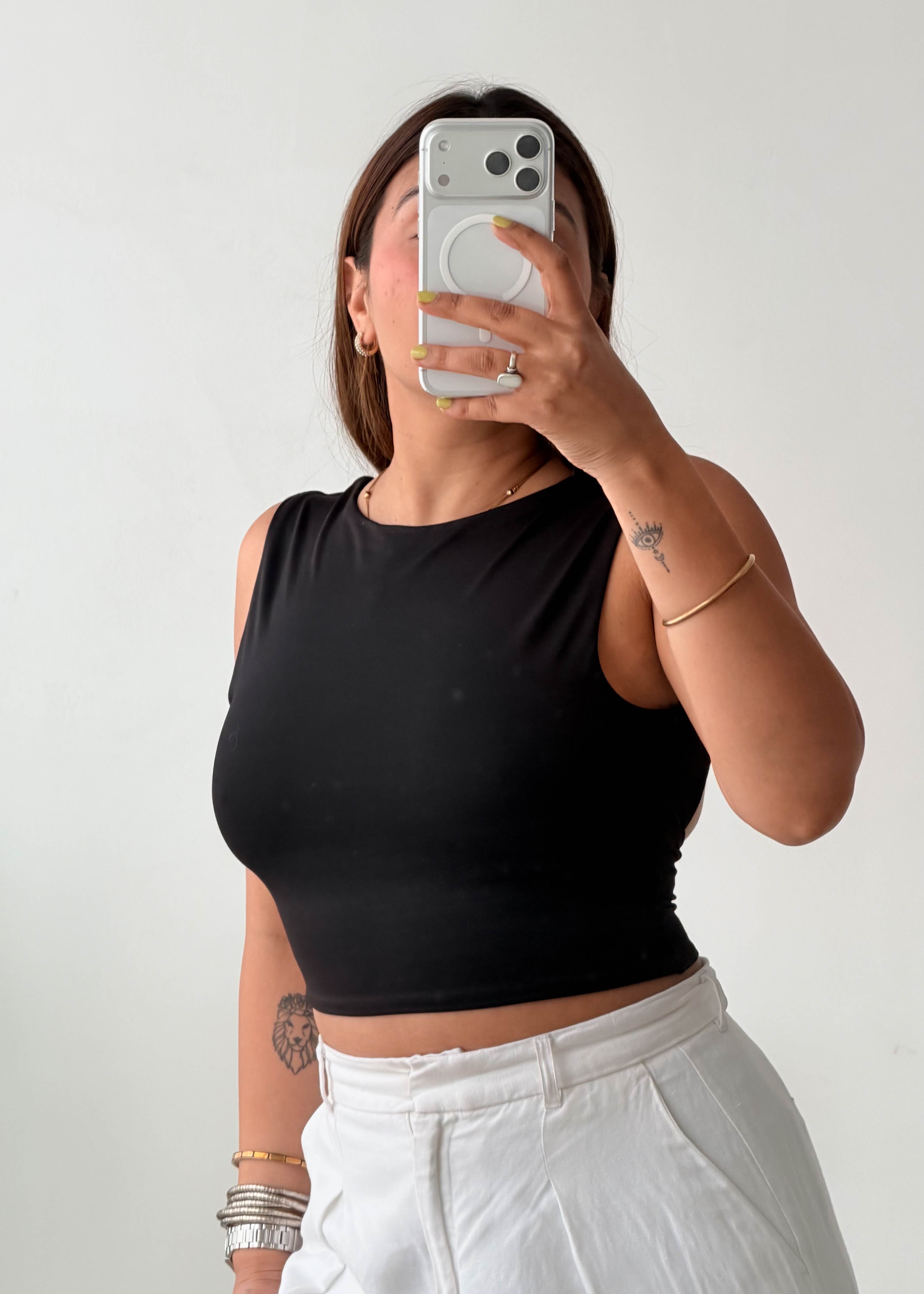 Size XS-S Black Open Back Tank Top