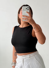 Size XS-S Black Open Back Tank Top