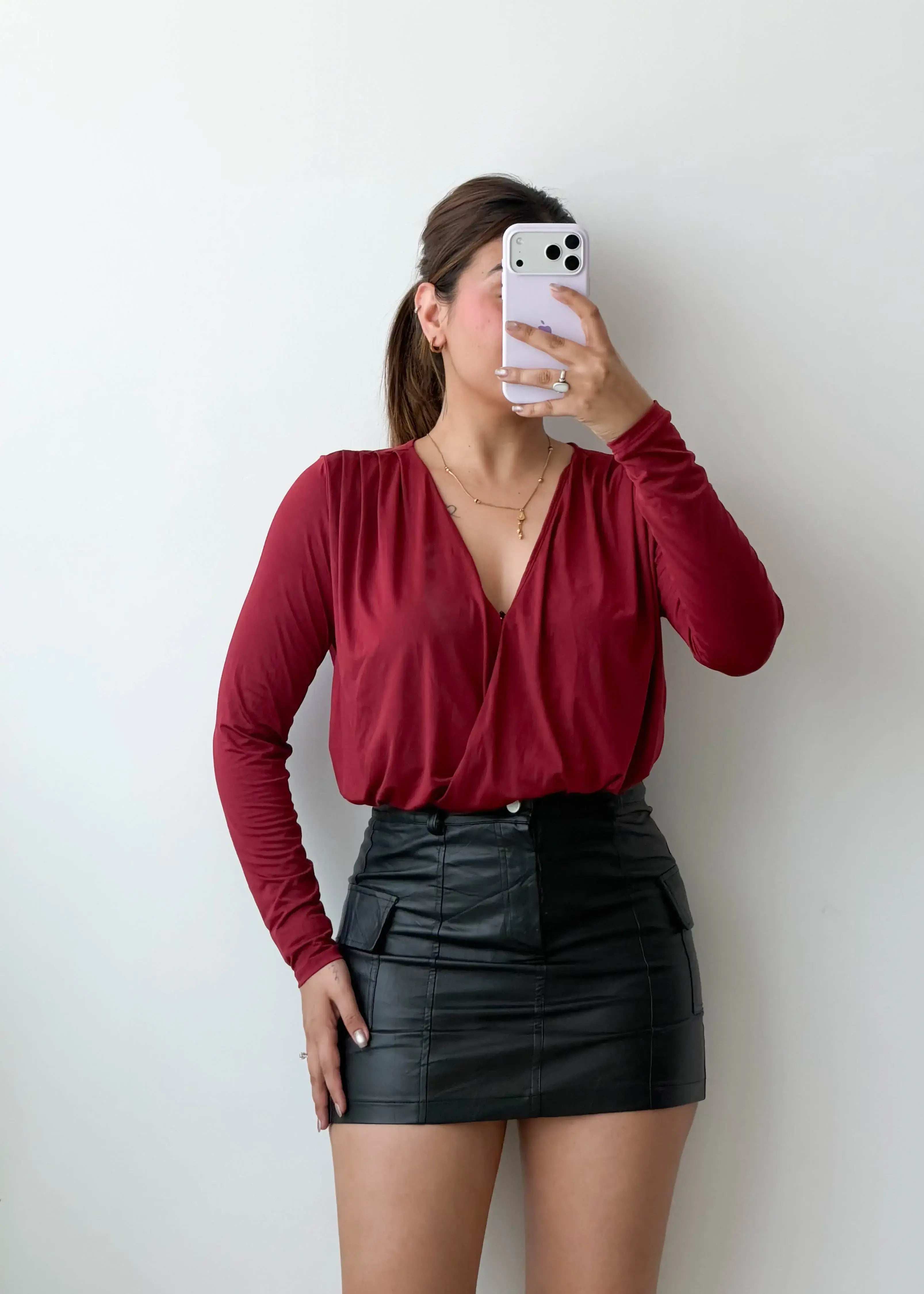 Size M-L Wine Wrap Bodysuit
