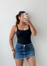 Size S-M Black Square Neck Bodysuit