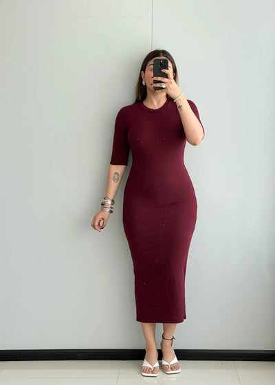 SIZE XS-S, wine Bodycon Dress - Closet by Payal