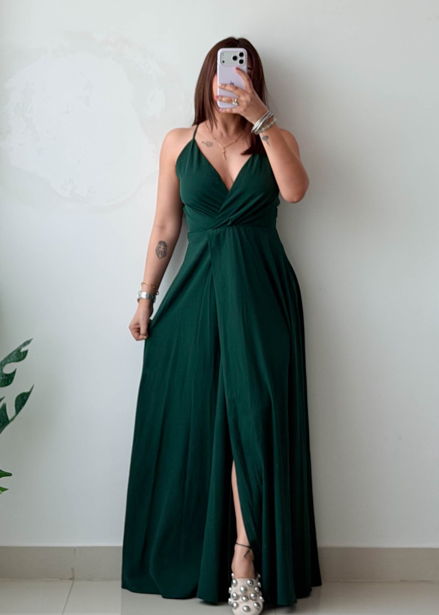 Size M Dark Green Flowing Maxi Dress