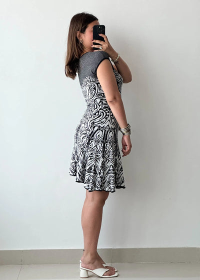 SIZE S-M, Ribbed Printed Mini Dress - Closet by Payal