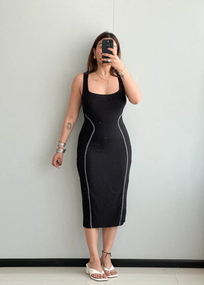 SIZE M-L, Black Bodycon Dress - Closet by Payal