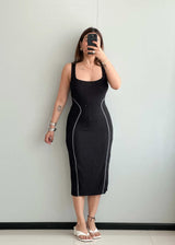 SIZE M-L, Black Bodycon Dress - Closet by Payal