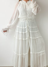 Size S-M White Tiered Ruffle Maxi Dress