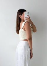 Size XS-S Cream Daisy Crochet Top