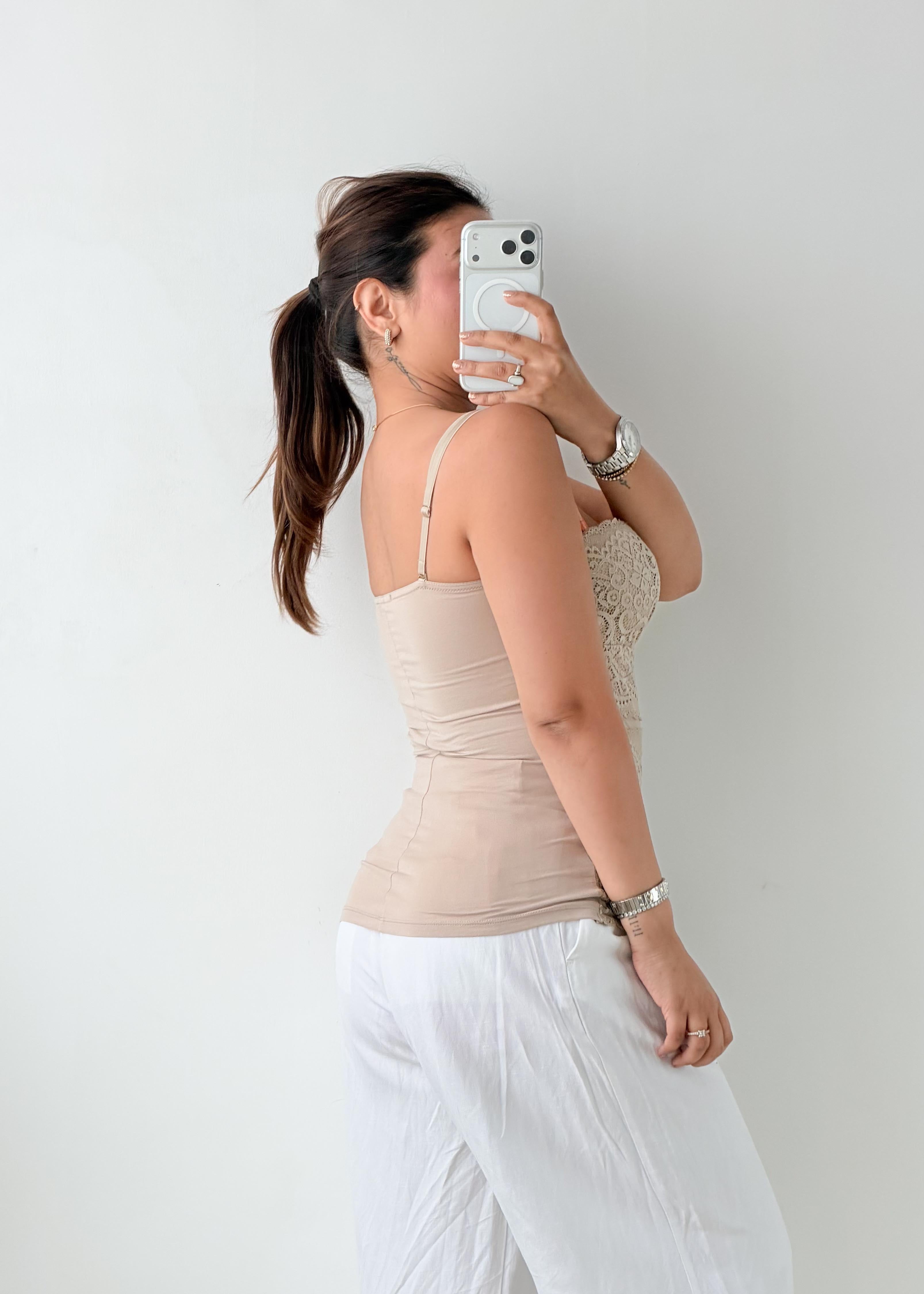 Size M-L Beige Lace Bustier Top
