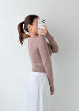 Size S-M Taupe Square Neck Top