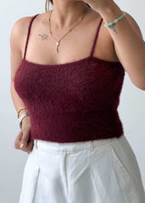 Size S-M Maroon Fuzzy Knit Camisole Top