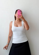Size M White Square Neck Top