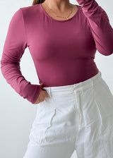 Size M-L Berry Crew Neck Bodysuit