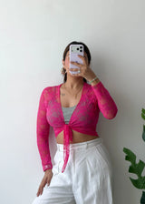 Size XS-M, Pink Sheer Tie-Up Top