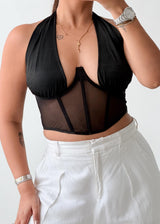 Size XS-S Black Sheer Corset Top