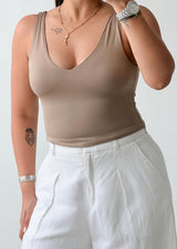 Size XS-S Taupe Scoop Neck Tank Top