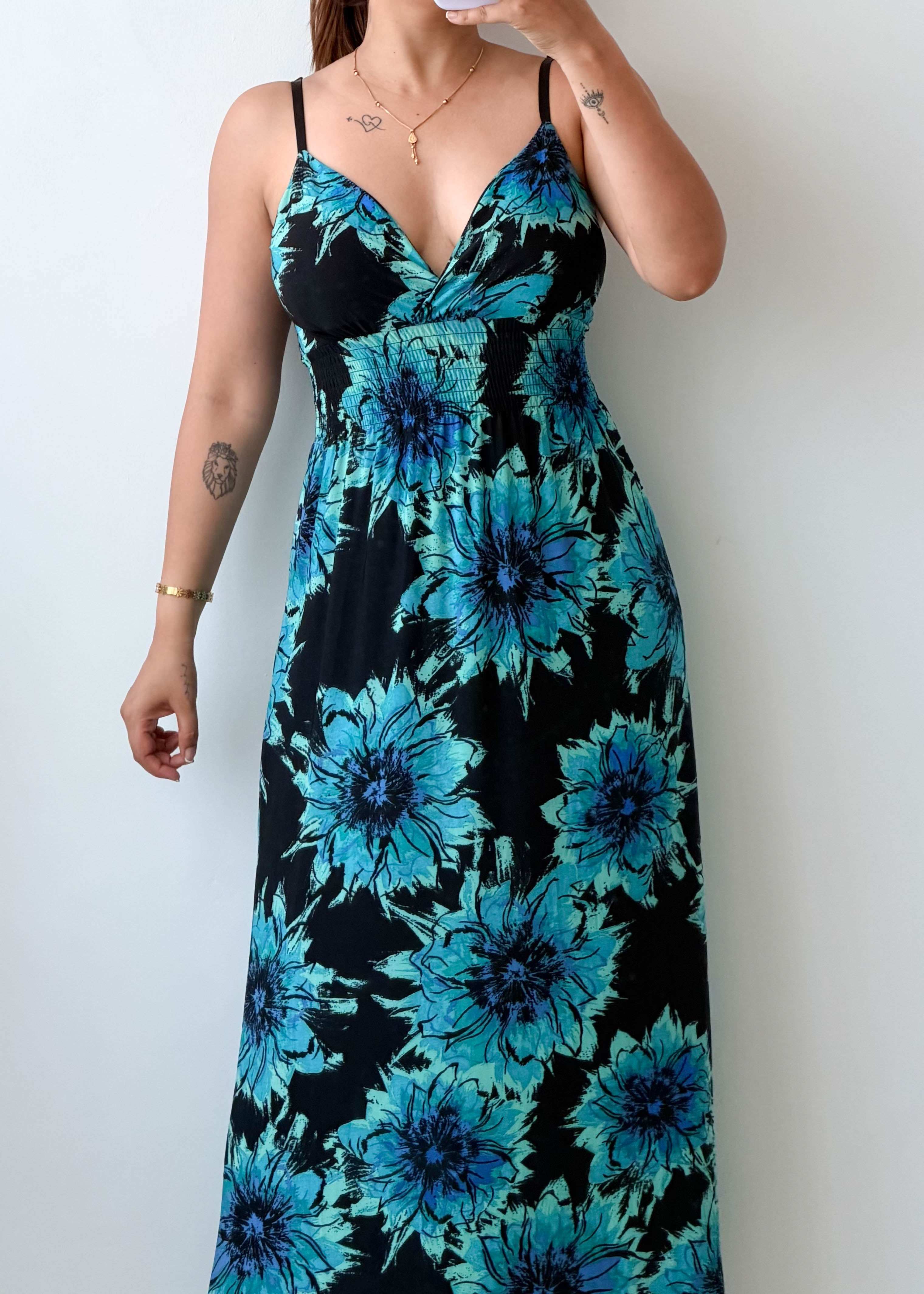 Size S-M Blue Floral Maxi Dress