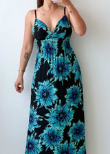 Size S-M Blue Floral Maxi Dress