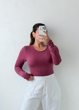 Size M-L Berry Crew Neck Bodysuit