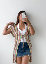 Size S-M Multicolor Crochet Tie Vest Top