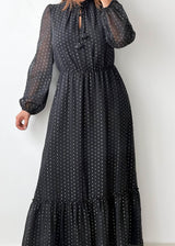 Size M-L Black Polka Dot Maxi Dress
