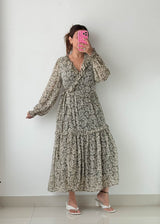 Size S-M Black Floral Wrap Maxi Dress