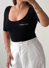 Size XS-S Black Half Sleeve Bodysuit