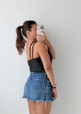 Size M-L Black One-Shoulder Cut-Out Bodysuit