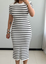 SIZE S-M,  Striped bodycon Dress