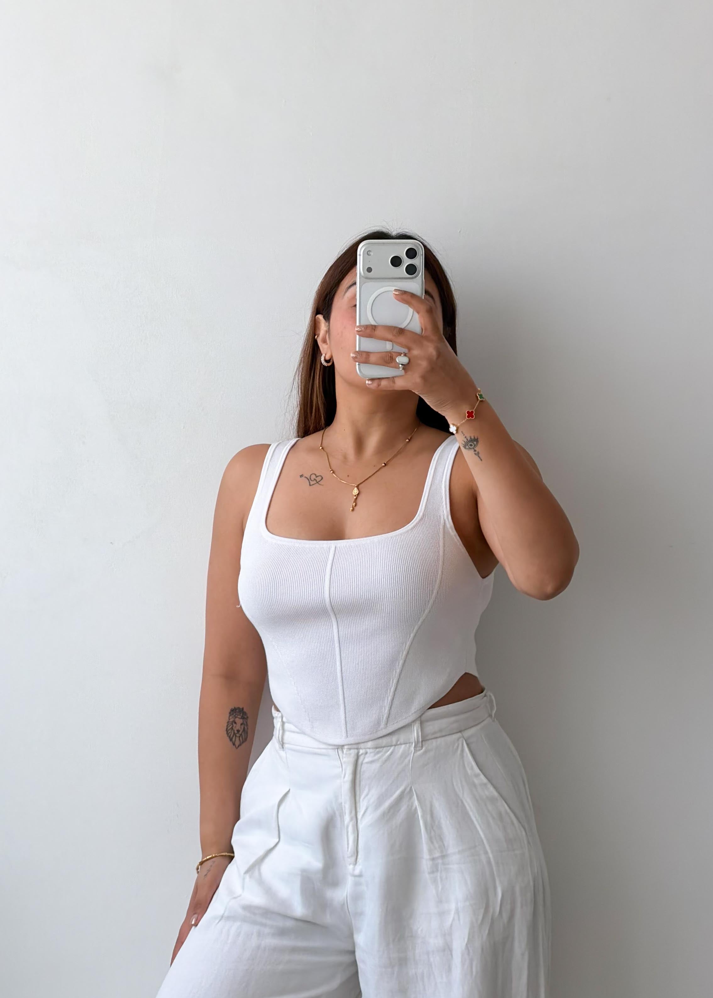 Size S-M White Cut-Out Corset Tank Top
