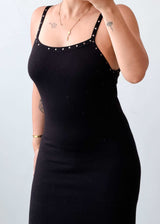 Size S-M Black Studded Midi Dress