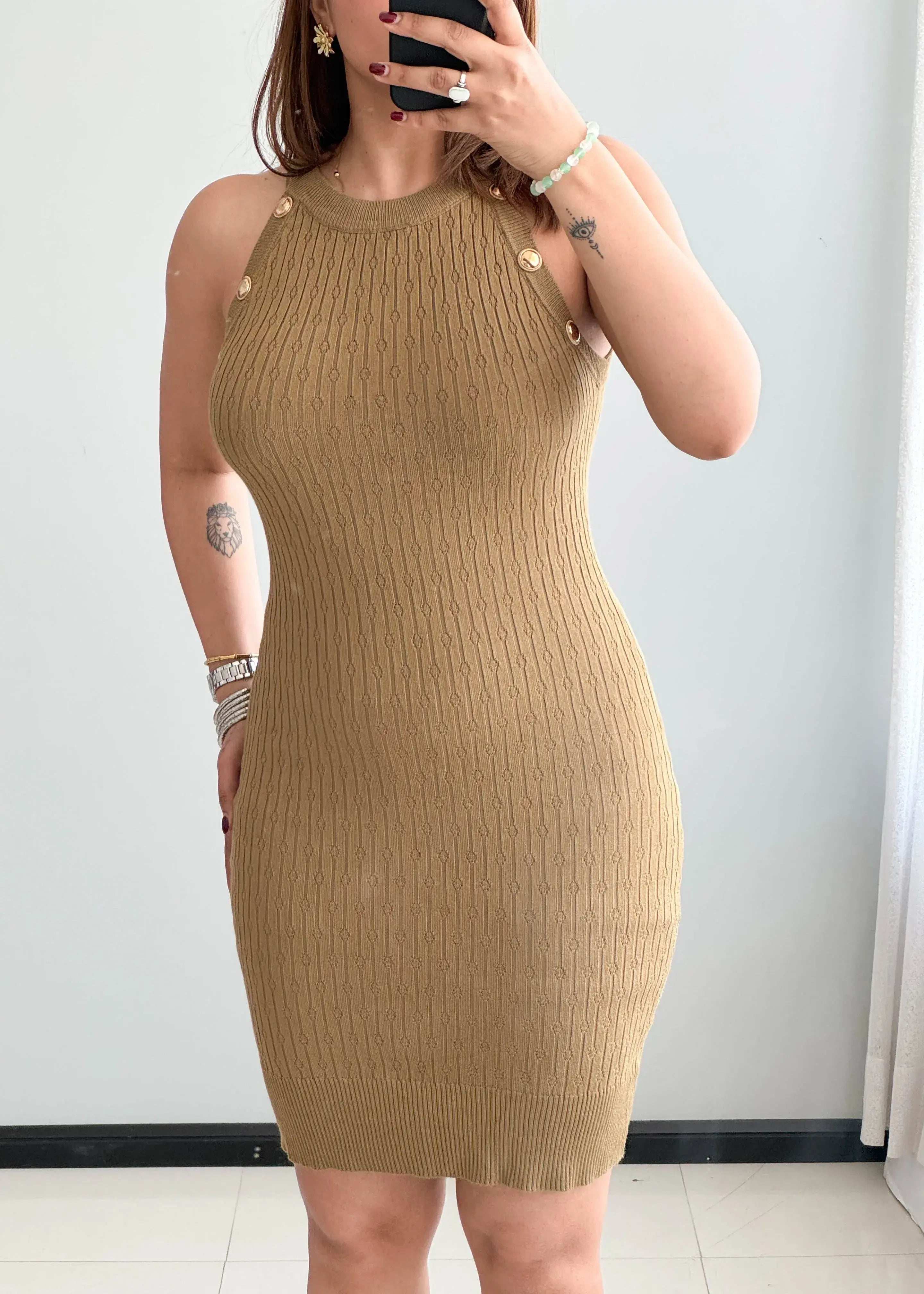 SIZE S-M, Cotton Ribbed Mini Dress - Closet by Payal