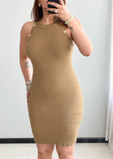 SIZE S-M, Cotton Ribbed Mini Dress
