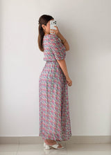 Size M-L Pink Floral Wrap Maxi Dress
