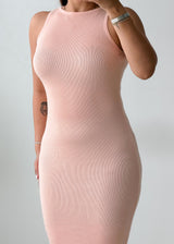 Size XS-S Blush Pink Ribbed Knit Midi Dress