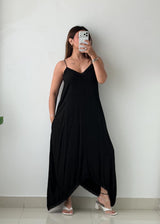 Size S-M Black Strappy Flowy Maxi Dress