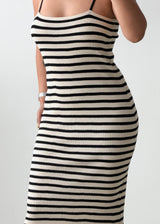 Size S-M Black & White Striped Bodycon Maxi Dress
