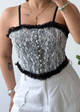 Size XS-S, Black & Grey Lace Cami Top