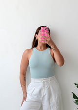 Size XS Powder Blue High Neck Bodysuit