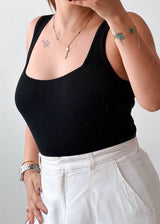 Size M-L Black Square Neck Top
