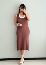 SIZE M-L, Brown Straight Fit Dress - Closet by Payal