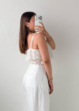 Size S-M White Lace Layered Cami Bodysuit