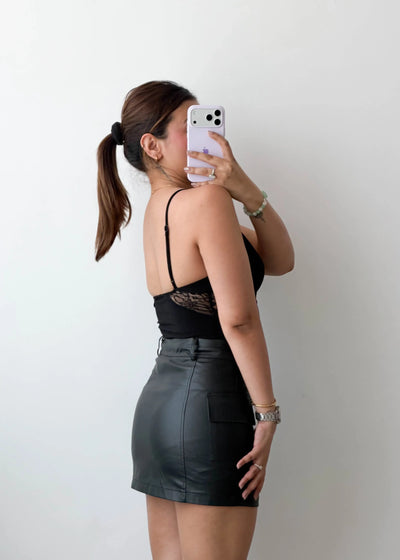 Size XS-S Black Minimal Strap Bodysuit