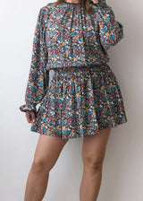 Size S-M, Multicolor Floral Smocked Mini Dress