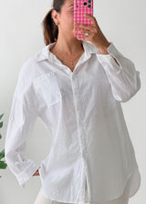 Size M-L White Oversized Cotton Shirt