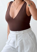Size M Chocolate Deep V-Neck Bodysuit